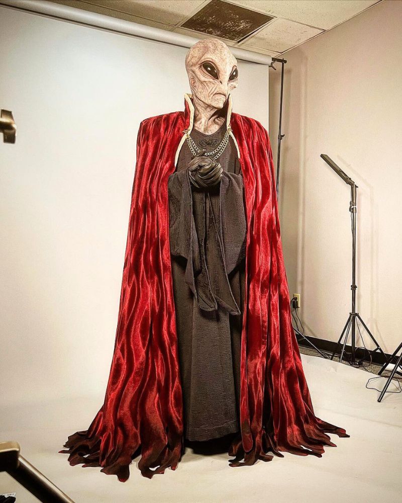 Alien realistic mask in ceremonial robes for a sci-fi themed shoot — The Terror Lab.