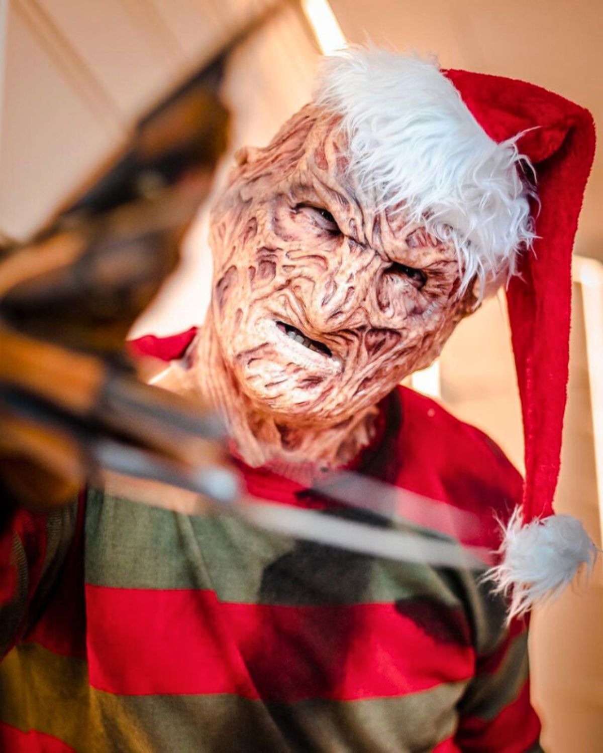 Freddy Krueger mask and costume worn by verified customer outdoors at sunset on Halloween night | The Terror Lab